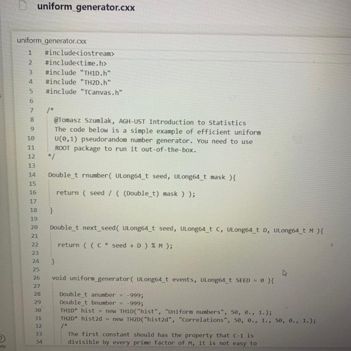 Solved Look at cumulative.cxx and uniform_generator.cxx | Chegg.com