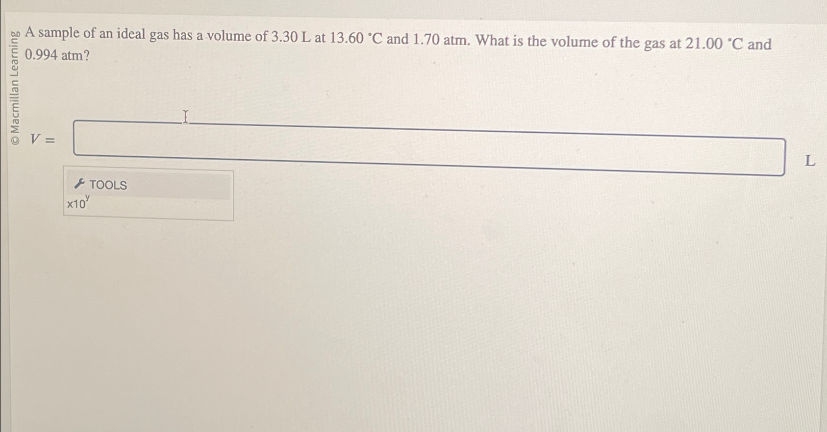 Solved A Sample Of An Ideal Gas Has A Volume Of 3 30l ﻿at