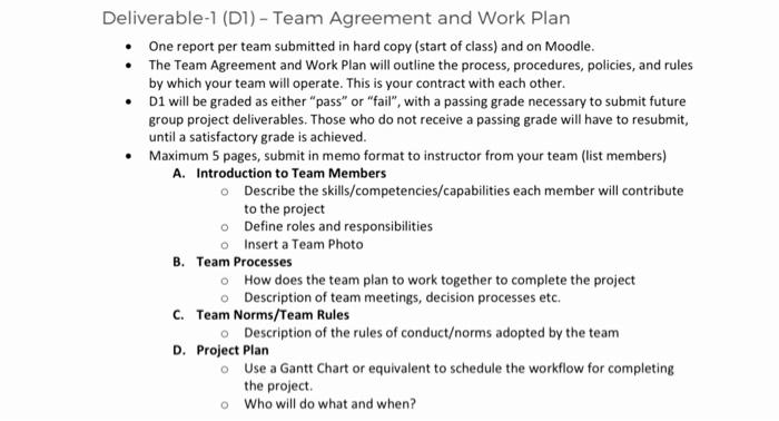 Solved eliverable-1 (D1) - Team Agreement and Work Plan - | Chegg.com