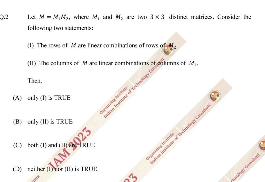 Solved Let M=M1M2, where M1 and M2 are two 3×3 distinct | Chegg.com