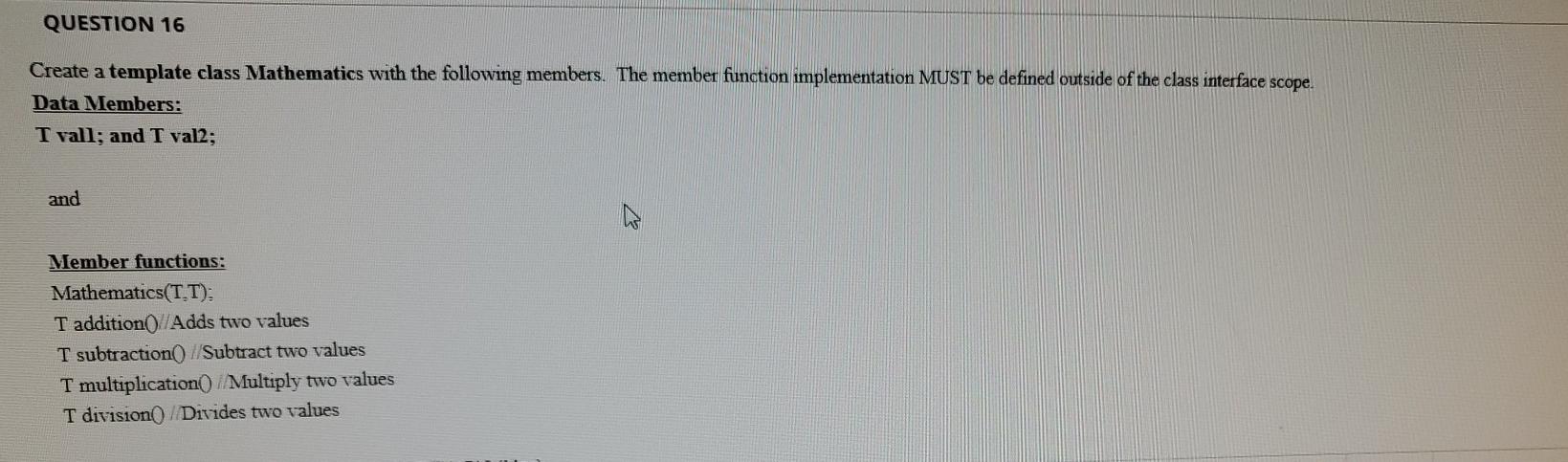 Solved QUESTION 17 1. (50%) Create a template function | Chegg.com