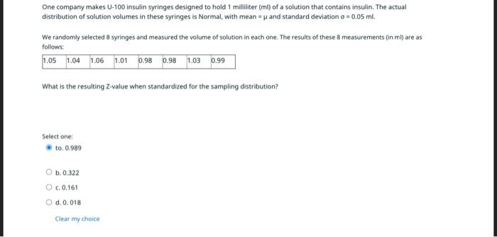 Solved A 95% confidence interval for the mean of a | Chegg.com