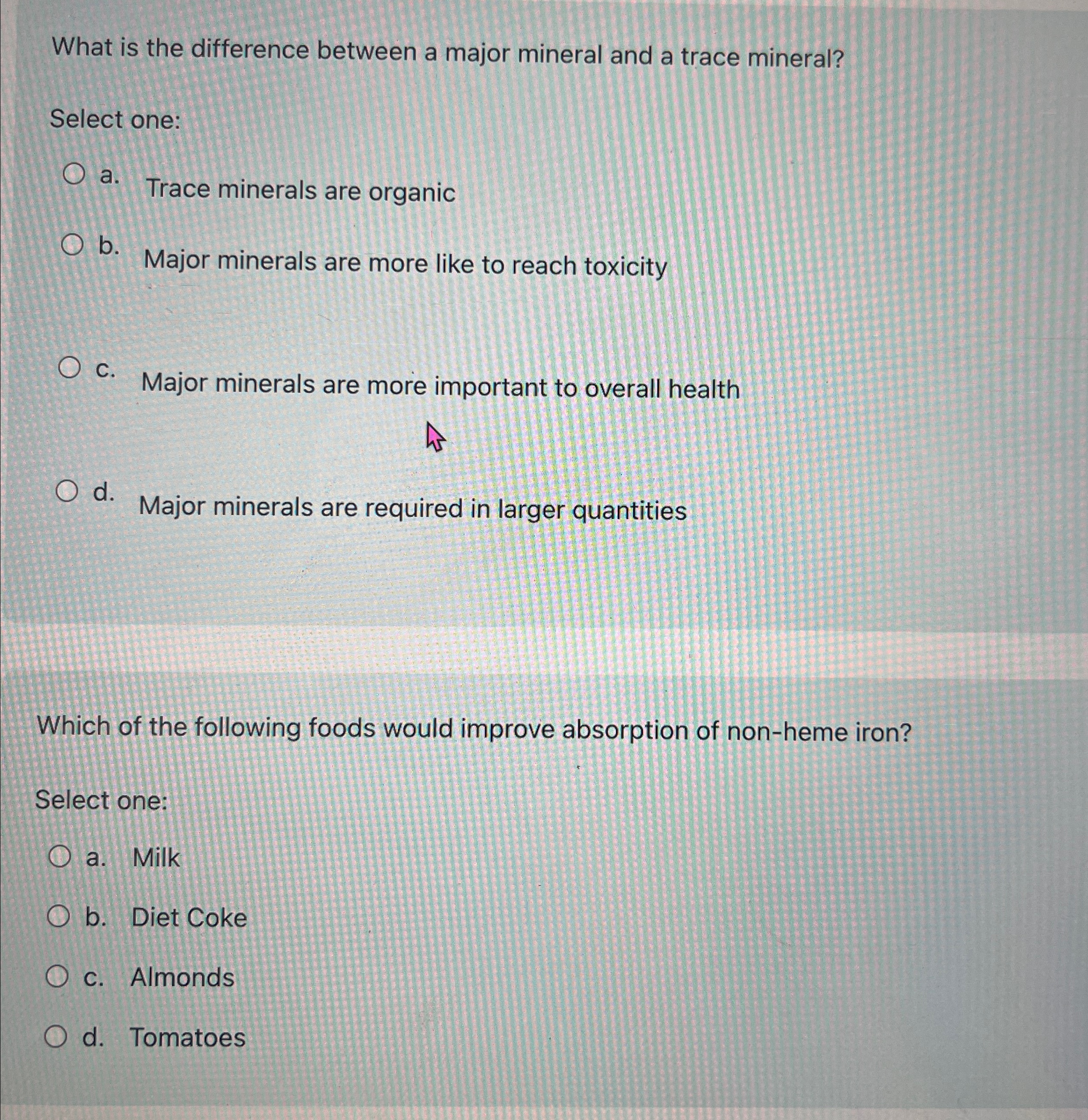 Solved What is the difference between a major mineral and a | Chegg.com
