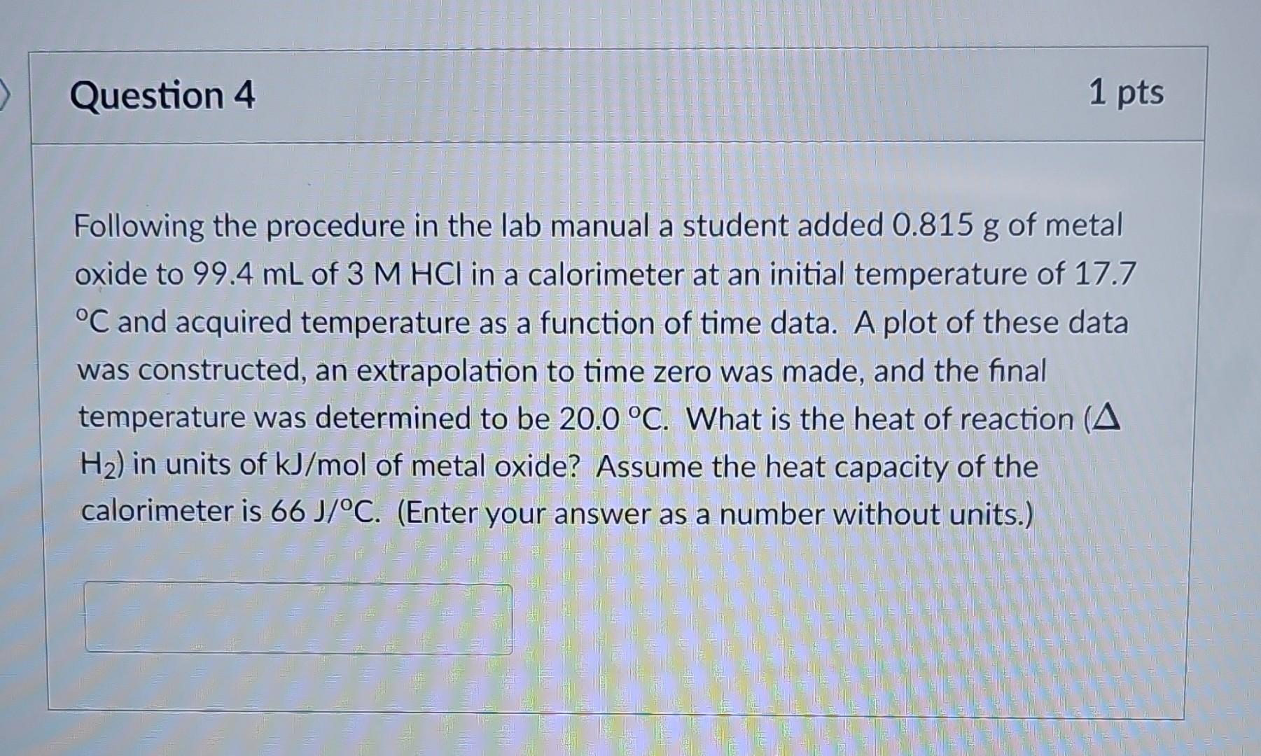 Solved Following the procedure in the lab manual a student | Chegg.com