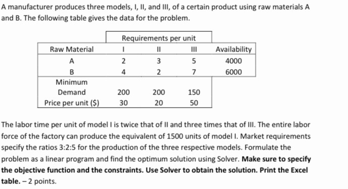 (Solved) : Manufacturer Produces Three Models Ii Iii Certain Product ...