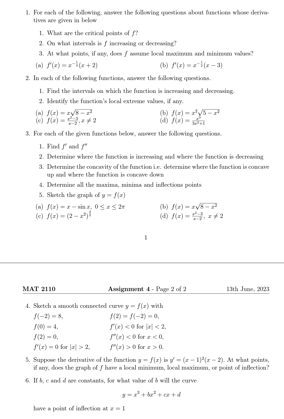 Solved 1. For each of the following, answer the following | Chegg.com