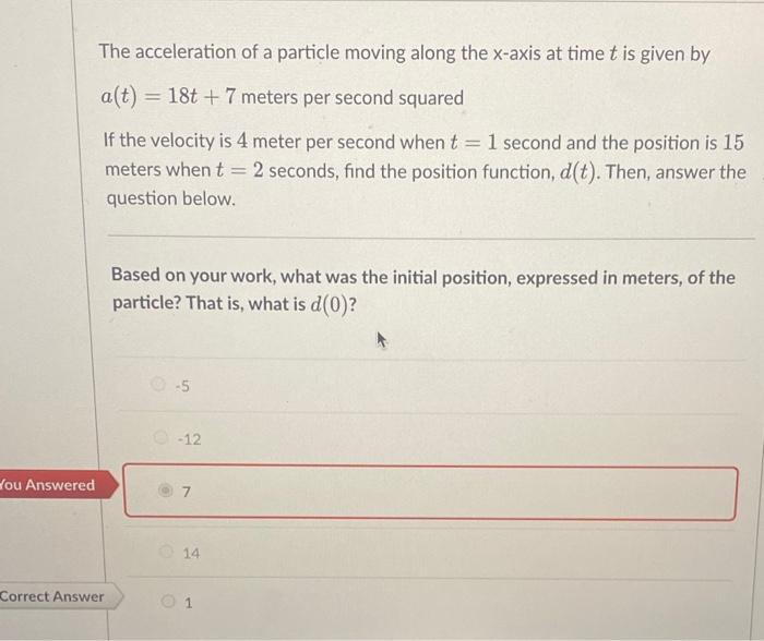 Solved The Acceleration Of A Particle Moving Along The | Chegg.com