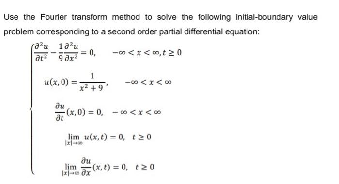 Solved Use The Fourier Transform Method To Solve The | Chegg.com