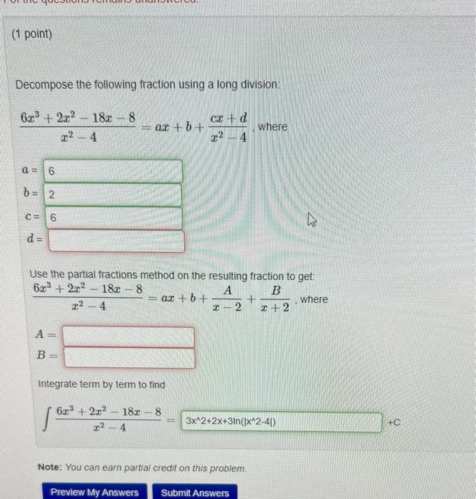 Solved Can Figure Out D, A, B Tried 1/2,-1/2 For B And A | Chegg.com