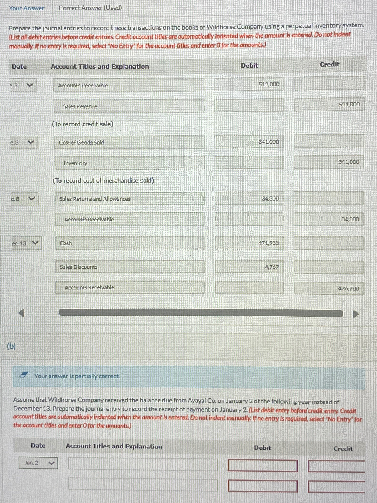 Solved Correct Answer (Used)Prepare the journal entries to | Chegg.com