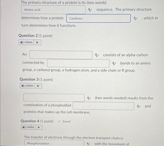 Solved A sequence. The primary structure determines how a | Chegg.com