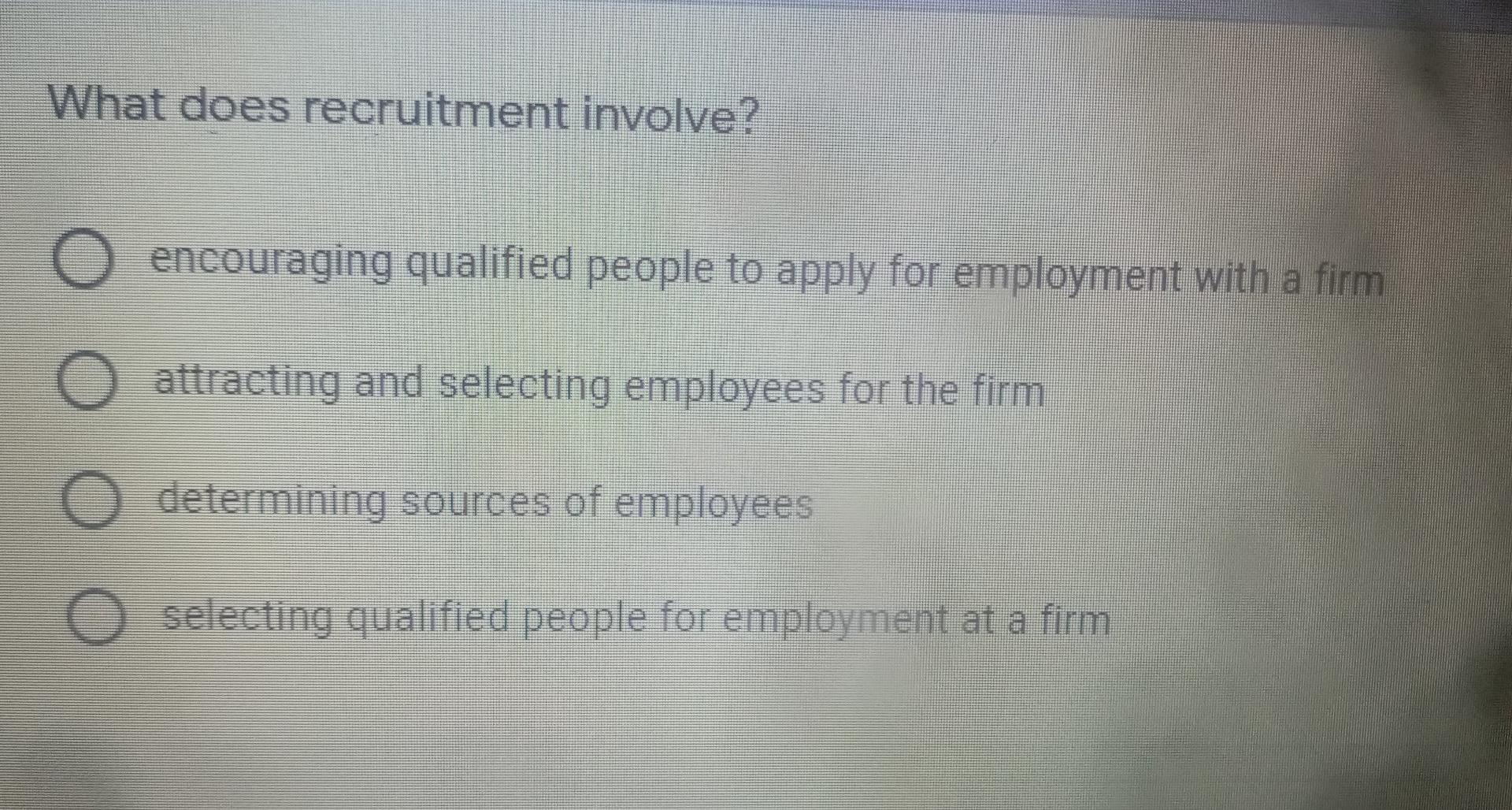 Solved What does recruitment involve? encouraging qualified 