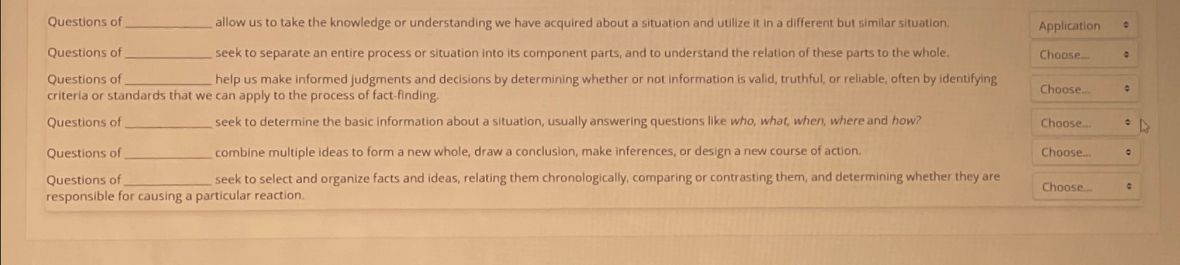 Questions of allow us to take the knowledge or | Chegg.com