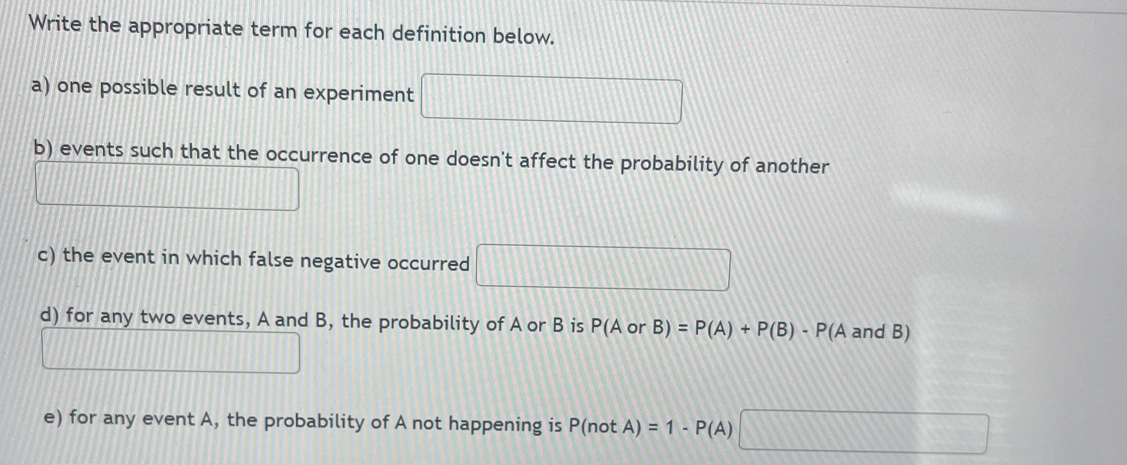 Solved Write the appropriate term for each definition | Chegg.com