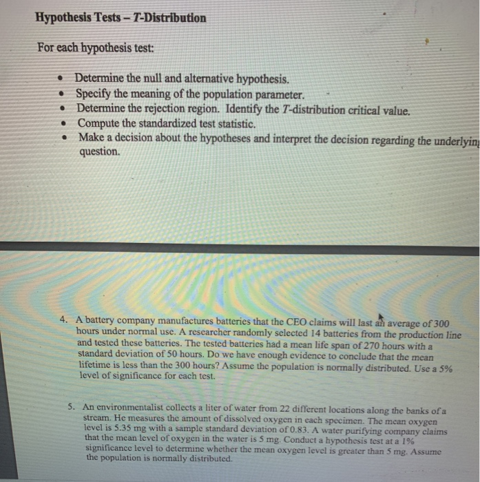 t distribution formula hypothesis test