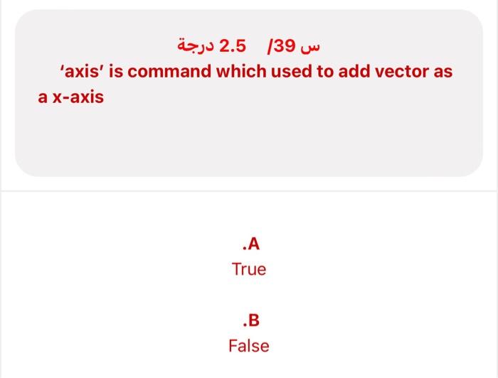 Solved س 2.5 / 2.5 درجة 'axis' is command which used to add | Chegg.com