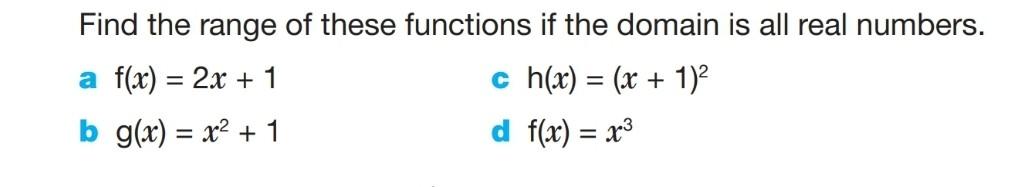 Solved Find the range of these functions if the domain is | Chegg.com