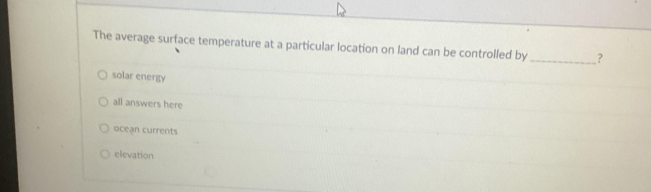 Solved The average surface temperature at a particular | Chegg.com