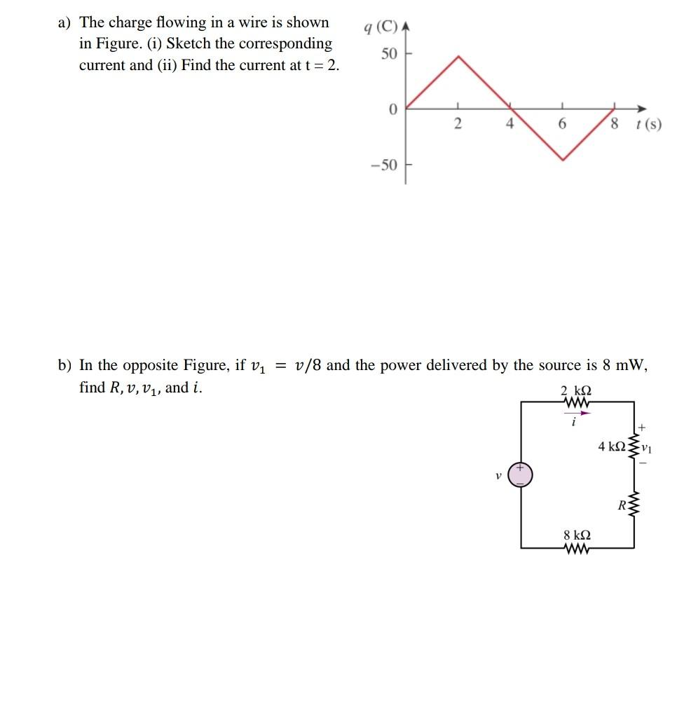 Solved 9 (C) a) The charge flowing in a wire is shown in | Chegg.com