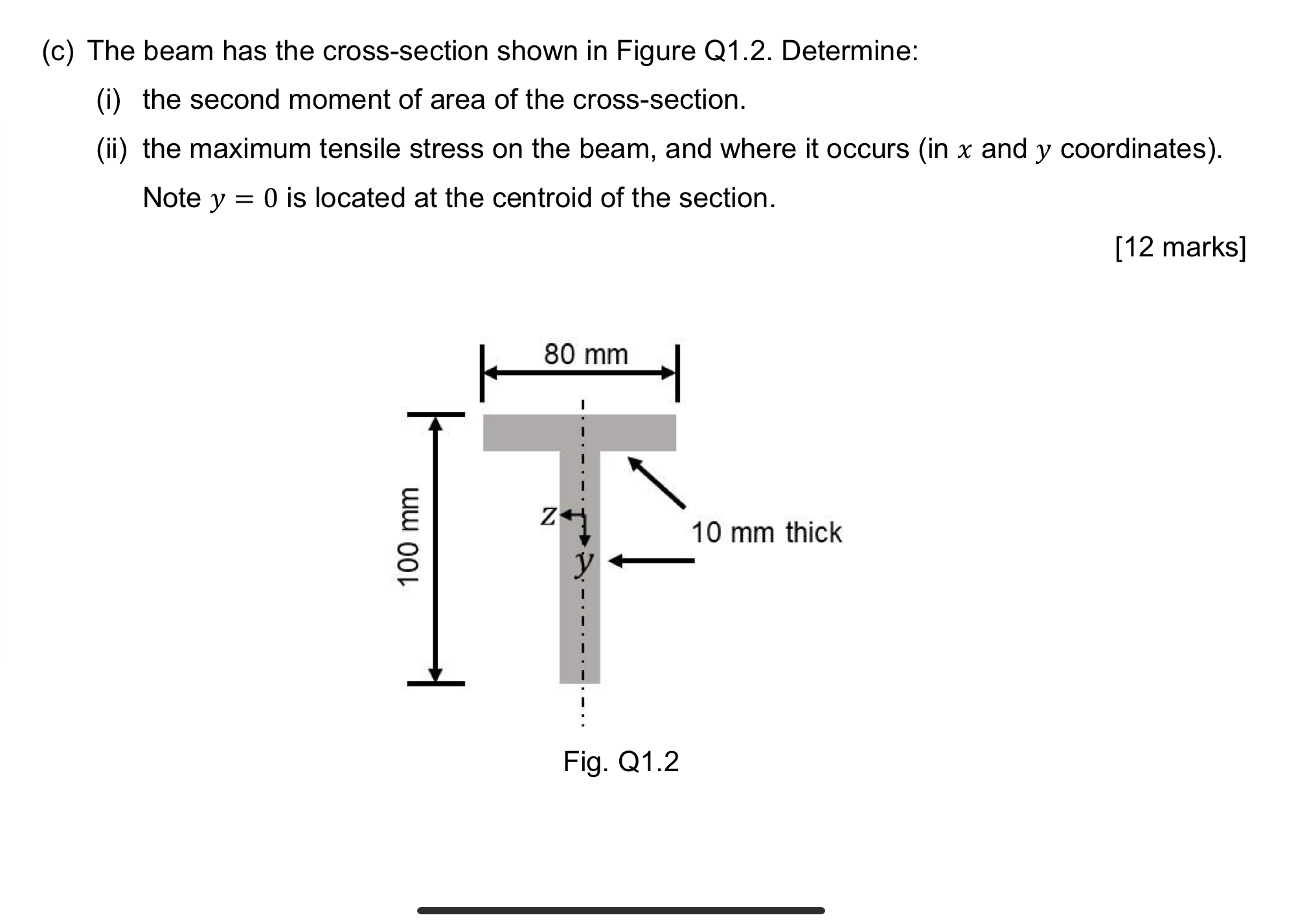 Solved (c) ﻿The beam has the cross-section shown in Figure | Chegg.com