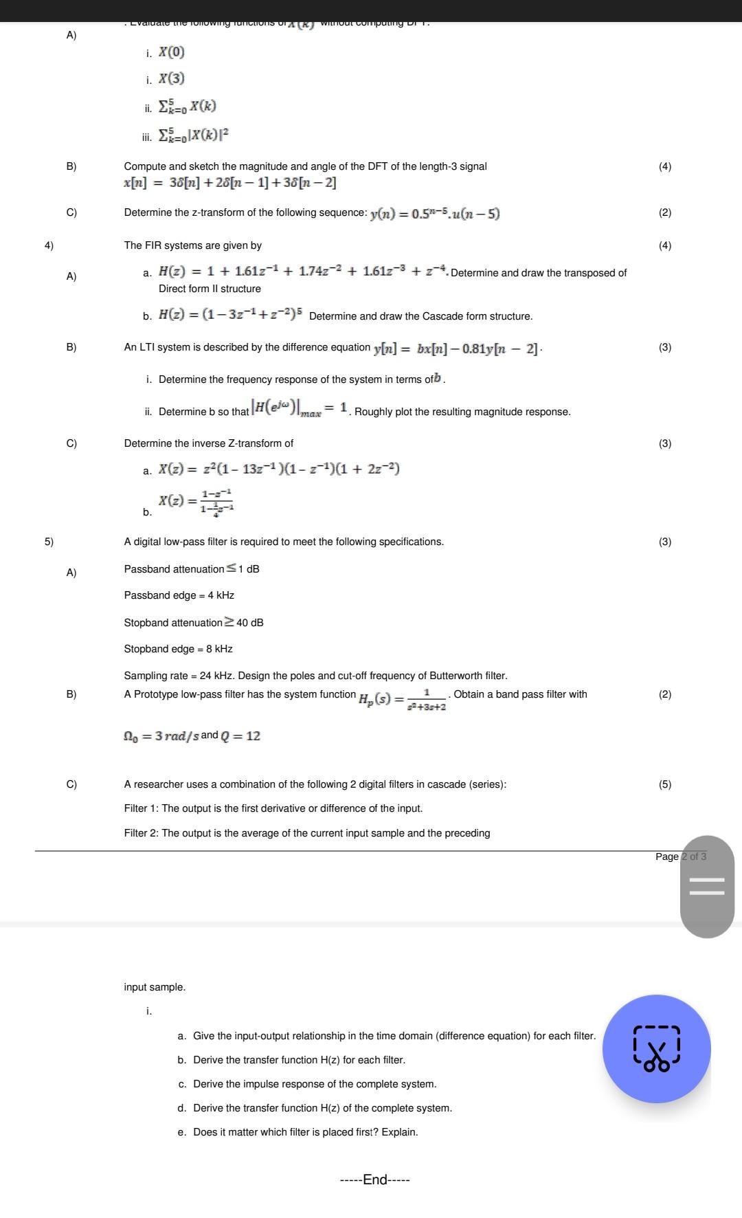 Answer all the questions. Instructions to Candidates: | Chegg.com