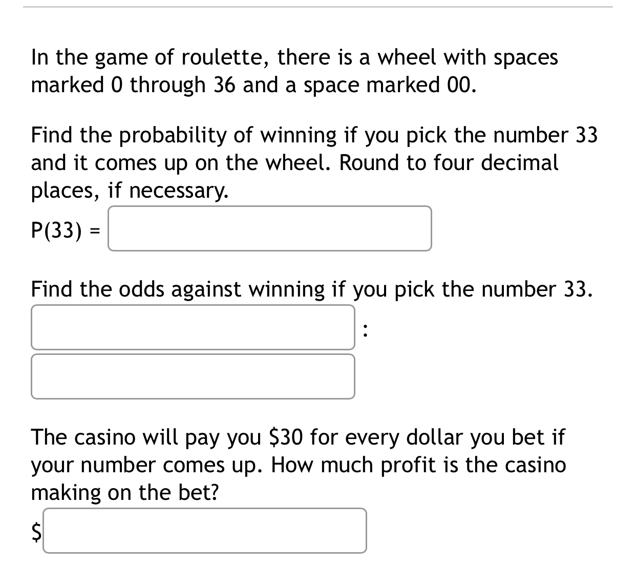 Solved In the game of roulette, there is a wheel with spaces | Chegg.com