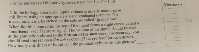 Solved ml Meniscus 30 For the purposes of this activity, | Chegg.com