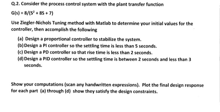 Solved Q.2. Consider the process control system with the | Chegg.com