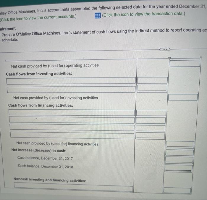 Solved O'Malley Office Machines, Inc.'s accountants