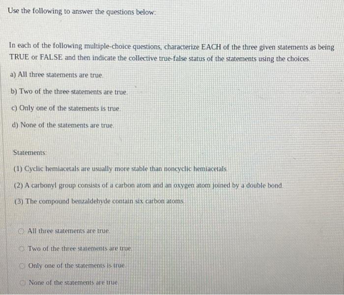 Solved Use the following to answer the questions below: In | Chegg.com