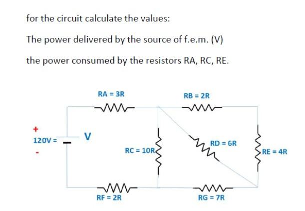 Solved for the circuit calculate the values: The power | Chegg.com