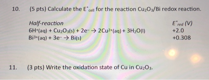 Solved Answer questions 8-11 using this unbalanced redox | Chegg.com