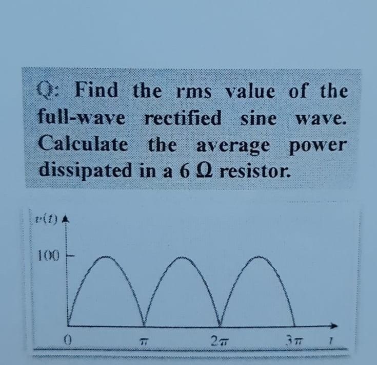 Solved Q: Find The Rms Value Of The Full-wave Rectified Sine | Chegg.com