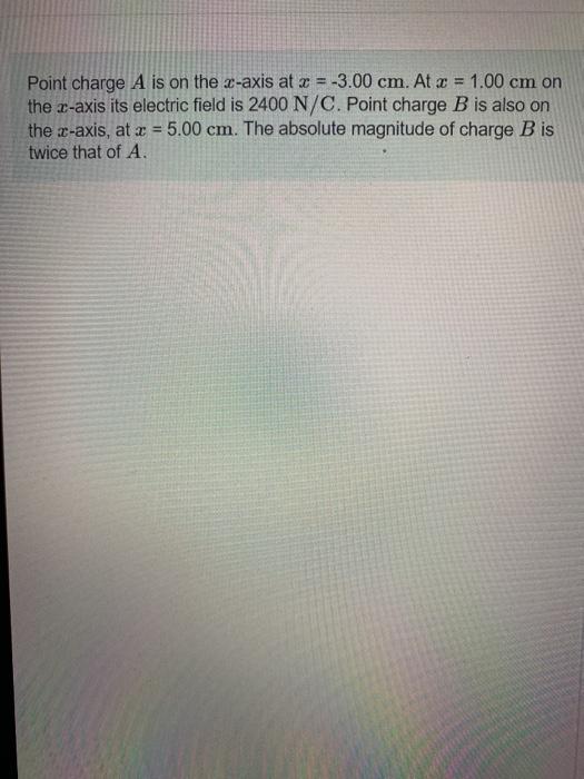 Solved Point charge A is on the c-axis at x = -3.00 cm. At 2 | Chegg.com
