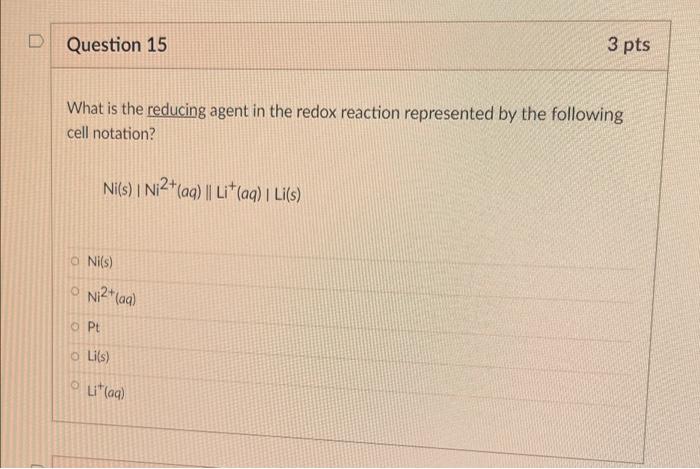 Solved 3 Pts Question 14 Consider The Following Reaction At | Chegg.com