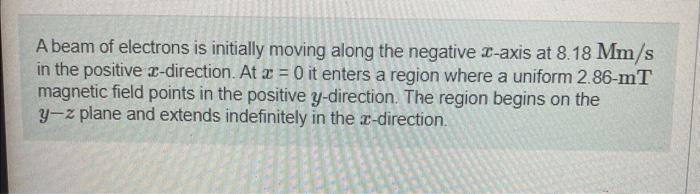 Solved A beam of electrons is initially moving along the | Chegg.com