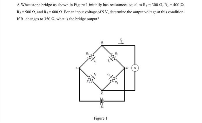 Solved A Wheatstone bridge as shown in Figure 1 initially | Chegg.com