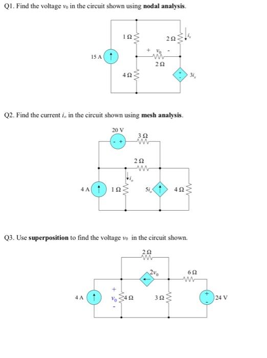 Solved QI. Find the voltage vo in the circuit shown using | Chegg.com
