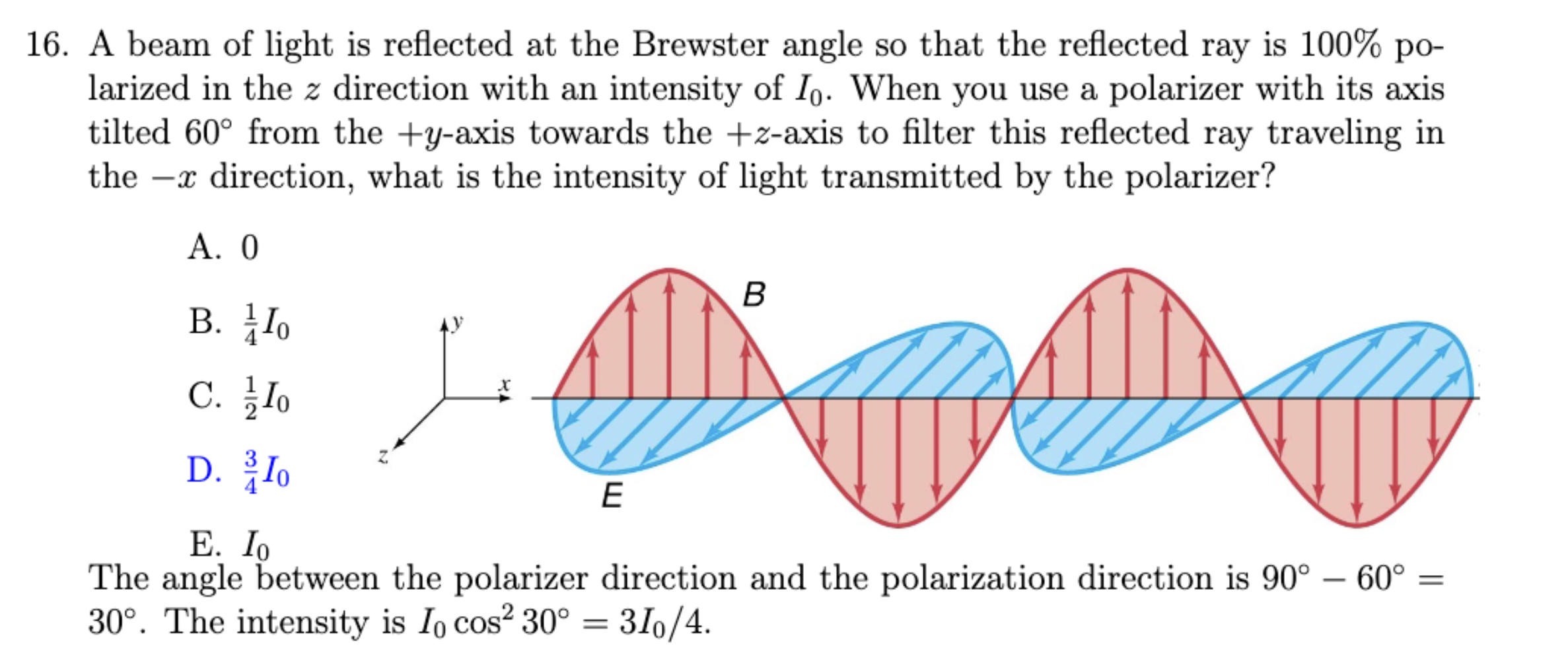 Solved A beam of ﻿light is ﻿reflected at ﻿the Brewster angle | Chegg.com
