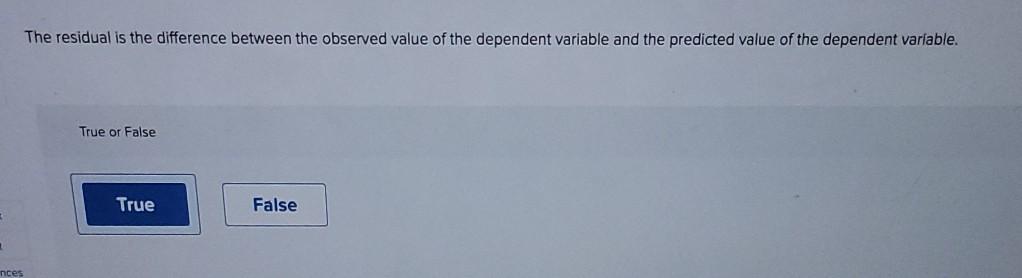 Solved The residual is the difference between the observed | Chegg.com