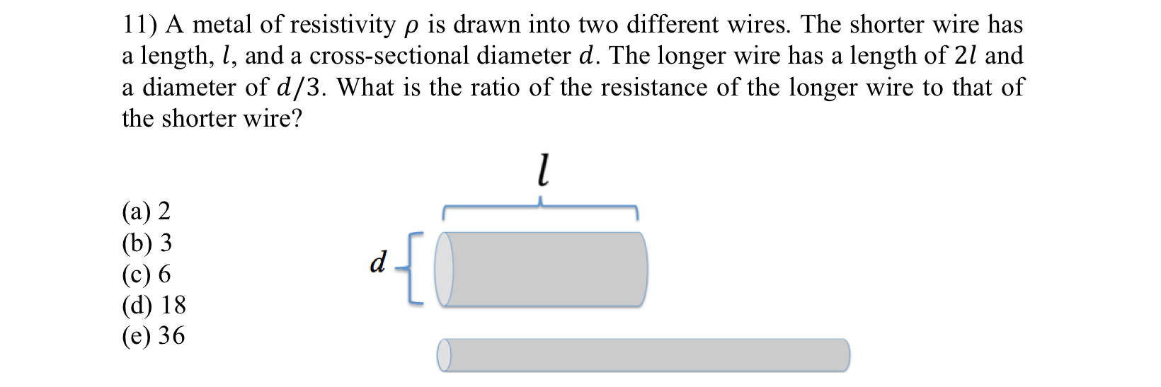 Solved A metal of resistivity ρ ﻿is drawn into two different | Chegg.com