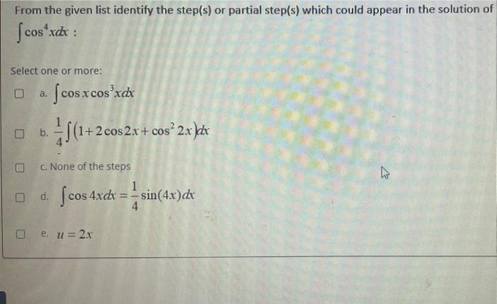 Solved From the given list identify the step(s) or partial | Chegg.com