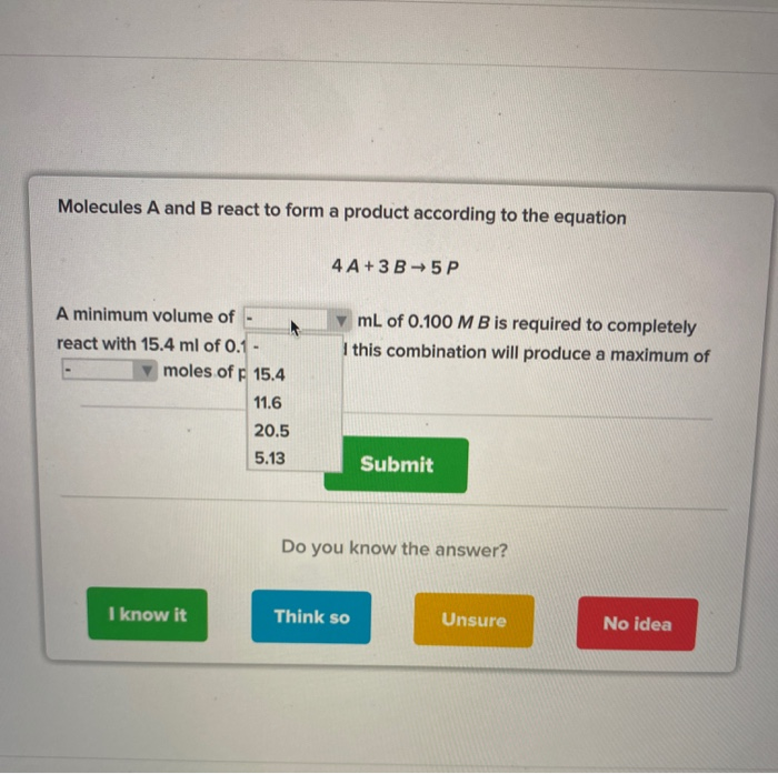 Solved Molecules A and B react to form a product according | Chegg.com