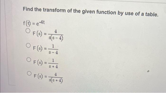 Solved Find the transform of the given function by use of a | Chegg.com
