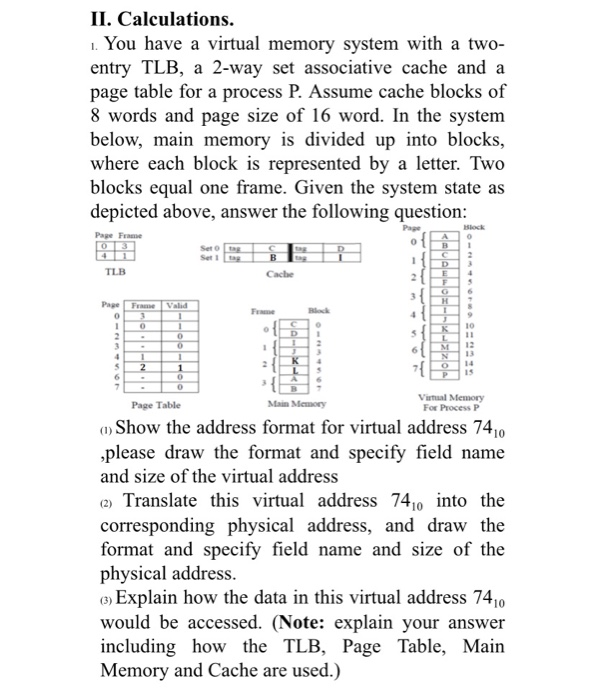 Solved II. Calculations. 1. You have a virtual memory system | Chegg.com