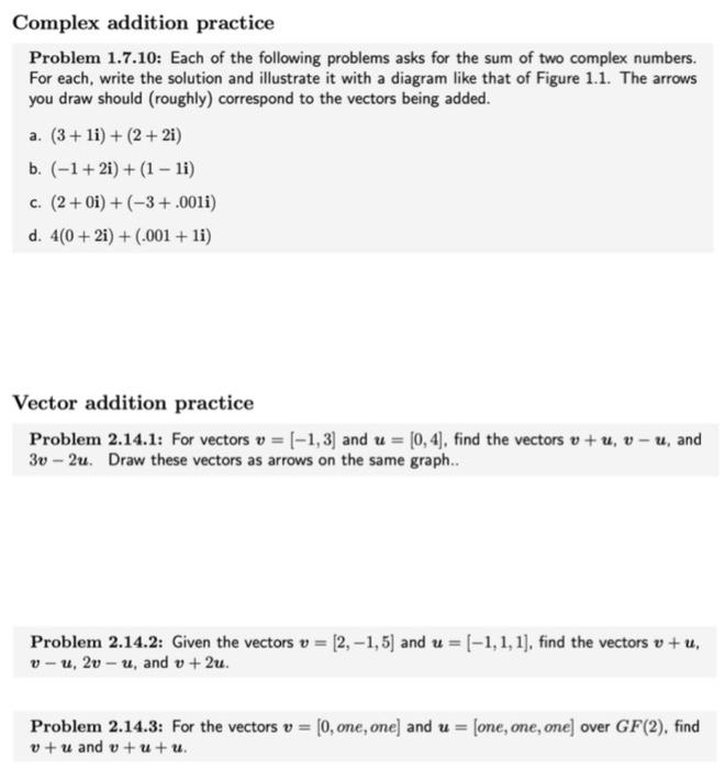Solved Complex Addition Practice Problem 1 7 10 Each Of Chegg Com