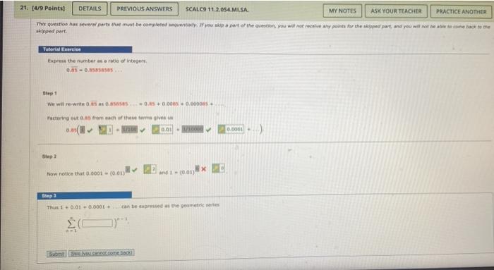 Solved 21. (4/9 Points) DETAILS PREVIOUS ANSWERS SCALCS | Chegg.com