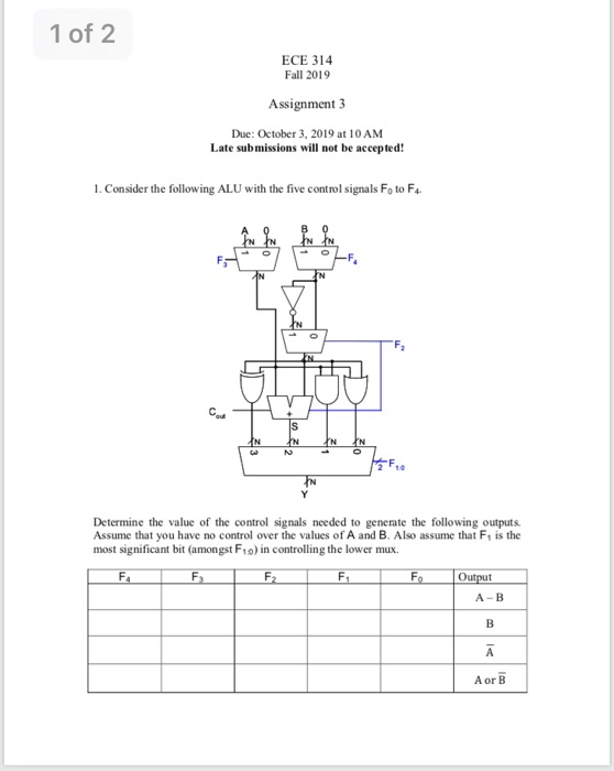 Solved 1 of 2 ECE 314 Fall 2019 Assignment 3 Due: October 3, | Chegg.com