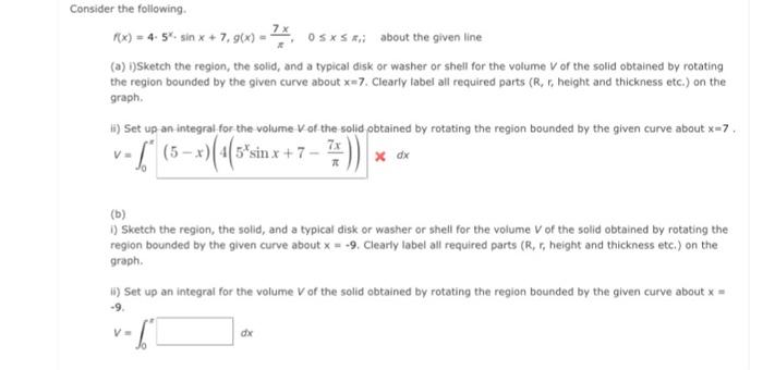 Solved Consider the following Fx) = 4 5-sin x + 7,06%) = 7 | Chegg.com