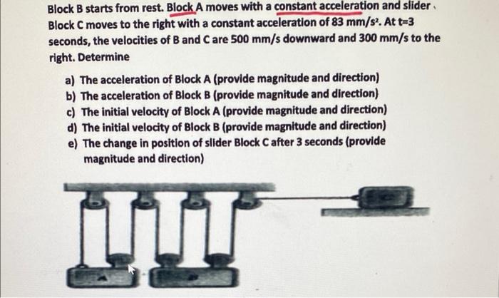 Solved Block B Starts From Rest. Block A Moves With A | Chegg.com